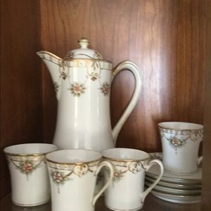 Hand painted Nippon chocolate pot set